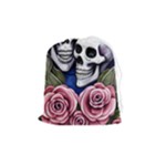 Skulls and Flowers Drawstring Pouch (Medium)