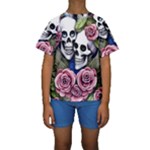 Skulls and Flowers Kids  Short Sleeve Swimwear