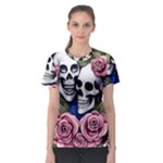 Skulls and Flowers Women s Sport Mesh Tee