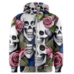 Skulls and Flowers Men s Zipper Hoodie