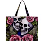 Skulls and Flowers Zipper Mini Tote Bag