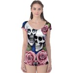 Skulls and Flowers Boyleg Leotard 