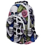 Skulls and Flowers Rounded Multi Pocket Backpack