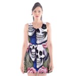 Skulls and Flowers Scoop Neck Skater Dress