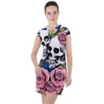 Skulls and Flowers Drawstring Hooded Dress