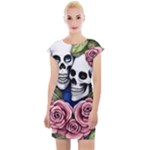 Skulls and Flowers Cap Sleeve Bodycon Dress