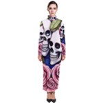 Skulls and Flowers Turtleneck Maxi Dress