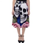 Skulls and Flowers Classic Midi Skirt