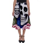 Skulls and Flowers Perfect Length Midi Skirt