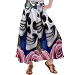 Skulls and Flowers Satin Palazzo Pants