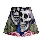 Skulls and Flowers Mini Flare Skirt