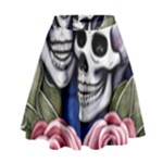 Skulls and Flowers High Waist Skirt