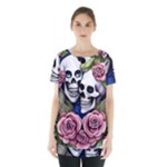 Skulls and Flowers Skirt Hem Sports Top