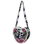 Skulls and Flowers Heart Shoulder Bag