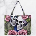 Skulls and Flowers Zipper Medium Tote Bag