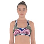 Skulls and Flowers Cross Back Sports Bra