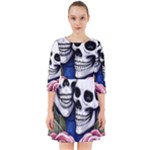 Skulls and Flowers Smock Dress