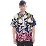 Skulls and Flowers Men s Short Sleeve Shirt