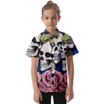 Skulls and Flowers Kids  Short Sleeve Shirt