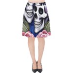 Skulls and Flowers Velvet High Waist Skirt