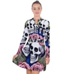 Skulls and Flowers Long Sleeve Panel Dress