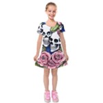 Skulls and Flowers Kids  Short Sleeve Velvet Dress