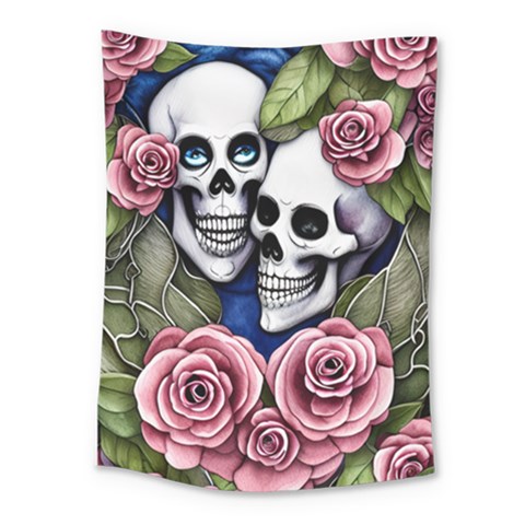 Skulls and Flowers Medium Tapestry from ArtsNow.com