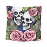 Skulls and Flowers Square Tapestry (Small)