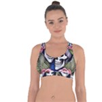 Skulls and Flowers Cross String Back Sports Bra