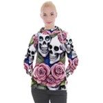 Skulls and Flowers Women s Hooded Pullover