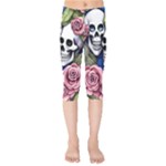 Skulls and Flowers Kids  Capri Leggings 