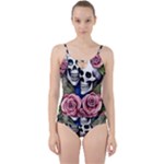 Skulls and Flowers Cut Out Top Tankini Set