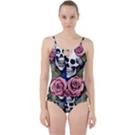 Skulls and Flowers Cut Out Top Tankini Set