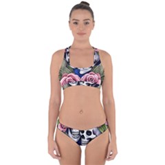 Skulls and Flowers Cross Back Hipster Bikini Set from ArtsNow.com