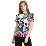 Skulls and Flowers Women s Short Sleeve Rash Guard