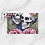 Skulls and Flowers Canvas Cosmetic Bag (Medium)