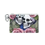 Skulls and Flowers Canvas Cosmetic Bag (Small)
