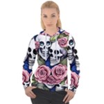 Skulls and Flowers Women s Overhead Hoodie