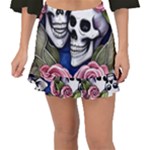 Skulls and Flowers Fishtail Mini Chiffon Skirt