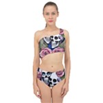 Skulls and Flowers Spliced Up Two Piece Swimsuit