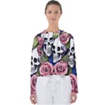 Skulls and Flowers Women s Slouchy Sweat