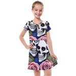 Skulls and Flowers Kids  Cross Web Dress