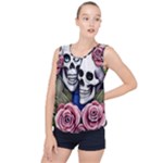 Skulls and Flowers Bubble Hem Chiffon Tank Top