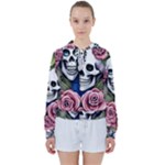 Skulls and Flowers Women s Tie Up Sweat