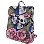 Skulls and Flowers Flap Top Backpack