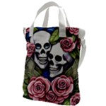 Skulls and Flowers Canvas Messenger Bag