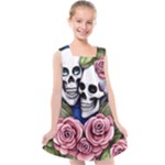 Skulls and Flowers Kids  Cross Back Dress