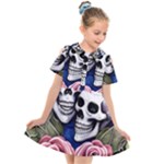 Skulls and Flowers Kids  Short Sleeve Shirt Dress