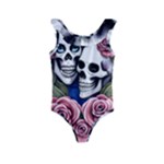 Skulls and Flowers Kids  Frill Swimsuit