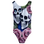 Skulls and Flowers Kids  Cut-Out Back One Piece Swimsuit